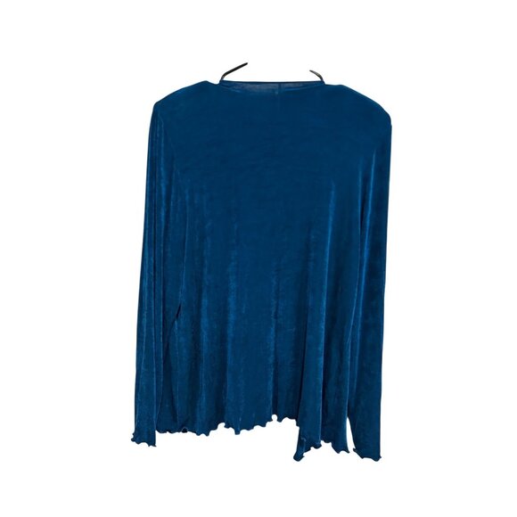 Weekends Blue Lightweight Ruffle Edge Open Front Cardigan - Picture 2 of 8